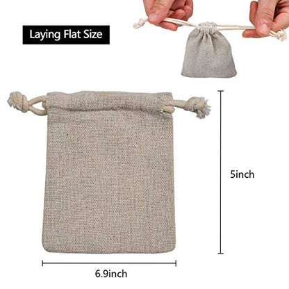 calary 5x6.9 Inch Double Canvas Drawstring Bag Cotton Pouch Gift Sachet Bags Muslin Bag Reusable Tea Bag (25pcs) - WoodArtSupply