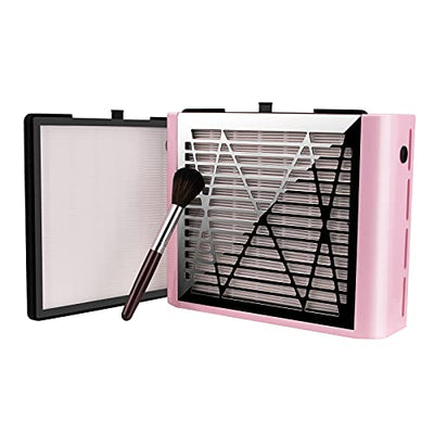 BRANTMAKER Nail Dust Collector with Brush and 2 Reusable Filters, 60W Vacuum Dust Fan for Acrylic Nails (Pink)