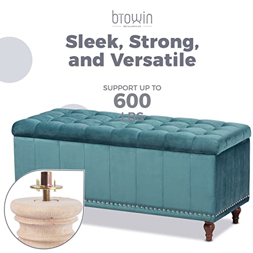 5 inch Unfinished Wooden Bun Feet, Btowin 4Pcs Solid Wood Furniture Legs with Threaded 5/16'' Hanger Bolts & Mounting Plate & Screws for Sofa Couch Btowin