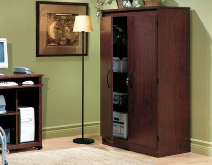 South Shore Tall 2-Door Storage Cabinet with Adjustable Shelves, Royal Cherry - WoodArtSupply