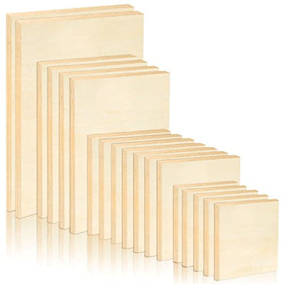 18 Pack Unfinished Wood Canvas Panels Kit Wooden Panel Boards Wood Paint Pouring Panels Wooden Canvas Panels Boards for Painting, Pouring Art,