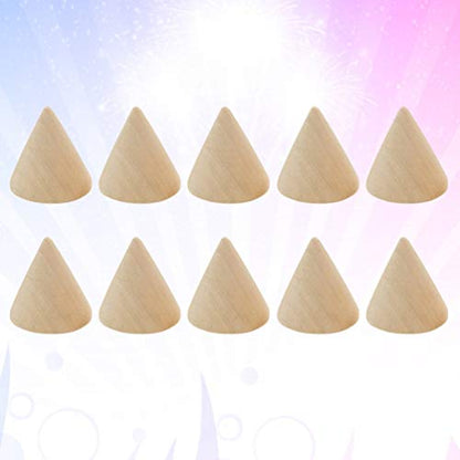 10pcs Unpainted Wooden Cones Ring Holder Jewelry Display Stand DIY Craft