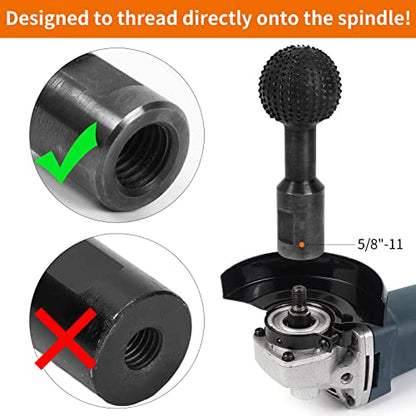 Pomsare Sphere Rotary Burr with 5/8-11 Threads for 4 1/2 and 5 Inch Angle Grinder, Ball Gouge Angle Grinder Attachments Power Carving Tools for Wood