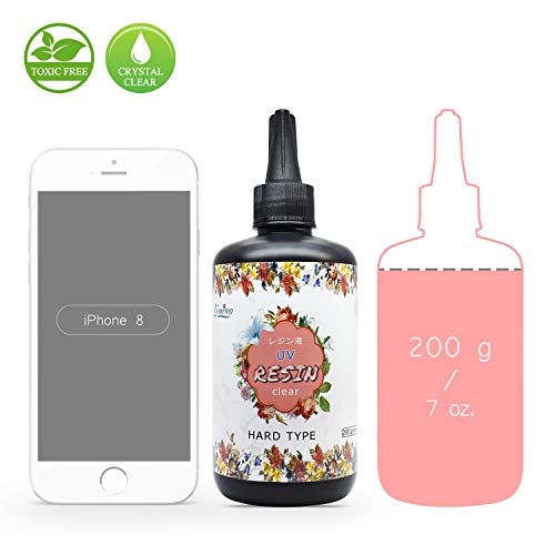 UV Resin - 200g Crystal Clear Ultraviolet Curing UV Resin for DIY Jewelry Making, Craft Decoration - Hard Transparent Glue Solar Cure Sunlight Limino