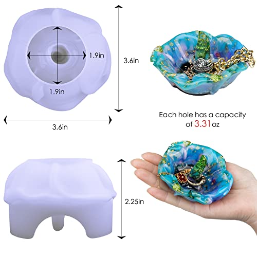 Actvty Ring Holder Resin Mold, 2Pcs Rose Ring Dish Silicone Molds for Epoxy Resin, Silicone Resin Molds for DIY Jewelry Holder Dish, Resin Crafts,