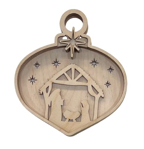 Nativity Door Sign 4 Pieces Laser Cut Out Unfinished RND62 - WoodArtSupply