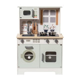 ROBOTIME Play Kitchen Set for Kids Toddlers, Wooden Kids Play Kitchen Playset with Real Lights & Sounds, Pretend Toddler Kitchen Gift for Girls Boys ROBOTIME