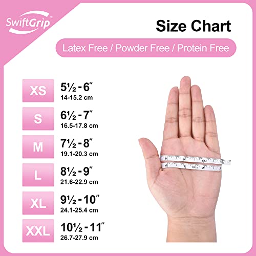SwiftGrip Pink Nitrile Exam Gloves, 3-mil, XL, 100-ct Box, Powder-Free, Latex-Free, Medical Grade Gloves for Cleaning & Esthetician SwiftGrip