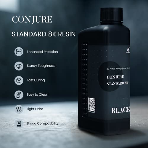 Chitu Systems Conjure Standard 8K Resin 3D Printer Resin, 1kg Fast Curing 405nm Standard Photopolymer Resin for LCD 3D Printing (Black) - WoodArtSupply