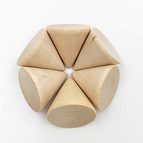 SEWACC 10pcs Unfinished Wooden Cones Natural Wood Cone Ring Holders Unpainted Wood Plain Stand Cone Blank Wooden Cones for DIY Crafts Drawing SEWACC