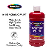 Rose Art acrylic Paint Set – Set of 12 Vibrant Colors in 16oz Bottles Rose Art