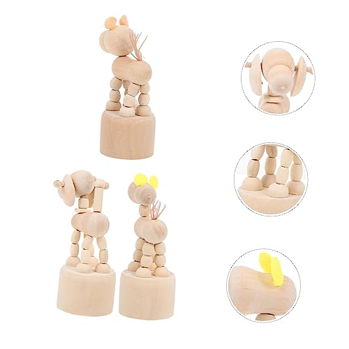 VOSAREA 3 Pcs White Embryo Ornament Wood Animal Figurines Decoraciones para Salas De Casa Waldorf Dolls Unfinished Peg Favors Home Décor Kid Toy VOSAREA