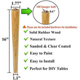 Sopicoz Table Legs 16 inch Wood Furniture Legs for Coffee Table End Table Mid-Century Modern DIY Furniture Tapered Natural Threaded M8 Hanger Bolts Sopicoz