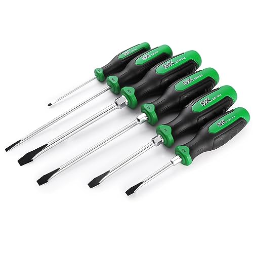 SK 6-Piece Slotted Screwdriver Set, Magnetic Screwdriver Set, S2 Steel, SureGrip Handle - WoodArtSupply