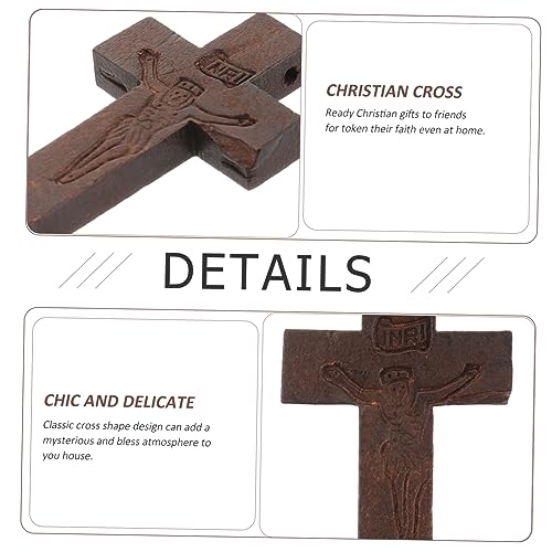 TEHAUX 100pcs Charm Holder for Necklace Locket for Men Necklace Pendant Religion Necklace Unfinished Wood Cross Crosses for Men Church Bible Supplies TEHAUX