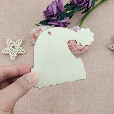 20pcs Santa Hat Wood Cutouts Unfinished Wooden DIY Craft Gift Tags Ornaments with Ropes for Birthday Wedding Christmas Tree Christmas Party JANOU