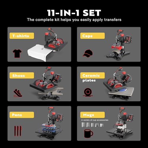 VIVOHOME Upgraded 11 in 1 Heat Press Multifunctional Swing Away Clamshell Printing Sublimation VIVOHOME