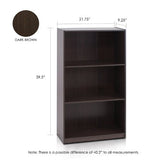 Furinno Basic 3-Tier Bookcase Storage Shelves, Dark Brown FURINNO