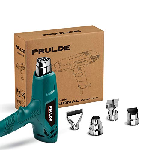 Heat Gun, PRULDE HG0080 Hot Air Gun Kit Dual Temperature Settings 752℉-1112℉ with 4 Nozzles for Crafts, Shrink Wrapping/Tubing, Paint Removing - WoodArtSupply