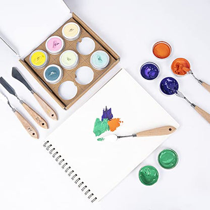 Arrtx 9 PCS Painting Knives Stainless Steel Spatula Palette Knife with Wood Handle for Oil Canvas Acrylic Painting Gouache Color Mixing Art - WoodArtSupply