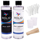 Epoxy Resin and Hardener 16 oz Kit, Crystal Clear, Glossy, UV Resistant, for DIY Art Crafts, Jewelry, Cast Coating Wood, Easy Cast Resin, Molds with Rolio