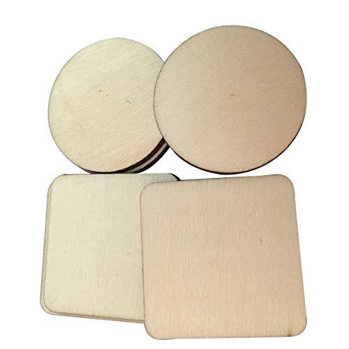 Healifty 100PCS Decorative Wood Slices Embellishments Unfinished Wood Slices Tree bark Wood Discs Wooden Cutouts Unfinished Coaster Wooden Slices for Healifty