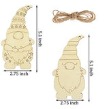 20 Pieces Christmas Wooden Gnome Hanging Ornaments Unfinished Wood Cutouts Slices Elf Wooden Decoration with Rope Christmas DIY Craft Making Painting LOKESI