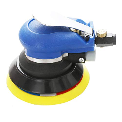 Professional Air Random Orbital Sander, Heavy Duty Dual Action Pneumatic Palm Sander (5 inch, Blue) - WoodArtSupply