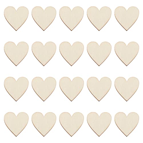 MAGICLULU 100pcs 20mm Unfinished Wood Heart Slices Mini Wood Heart Cutouts Blank Wooden Hearts Shapes Ornaments for DIY Craft MAGICLULU