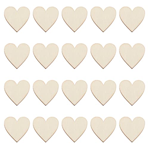 MAGICLULU 100pcs 20mm Unfinished Wood Heart Slices Mini Wood Heart Cutouts Blank Wooden Hearts Shapes Ornaments for DIY Craft - WoodArtSupply