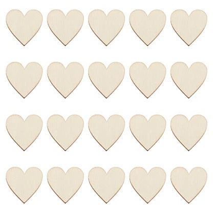 MAGICLULU 100pcs 20mm Unfinished Wood Heart Slices Mini Wood Heart Cutouts Blank Wooden Hearts Shapes Ornaments for DIY Craft - WoodArtSupply