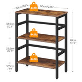 HOOBRO Rustic Industrial 3-Tier Bookshelf and Storage Rack with Metal Frame HOOBRO