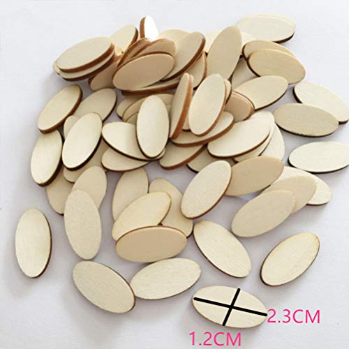 Kisangel 200pcs Unfinished Wood Oval Cutout Natural Rustic Wooden Ellipse Slices Chip Embellishment Gift Tag Board Game Pieces for DIY Arts and Kisangel