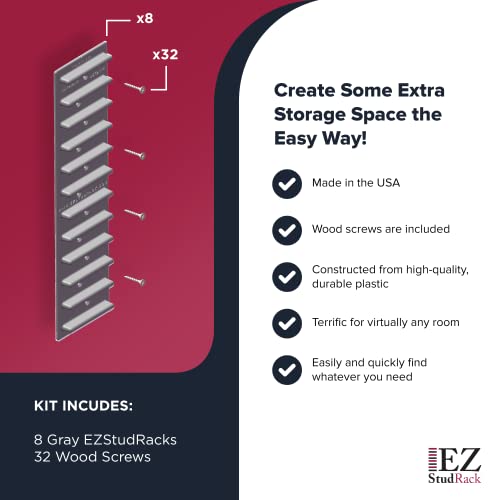 Made in USA | EZStudRack Adjustable Between Stud Shelf Bracket | Shelf Brackets for Wall Mounted Shelf | Shelving Brackets for Home | Garage Shelf EZStudRack