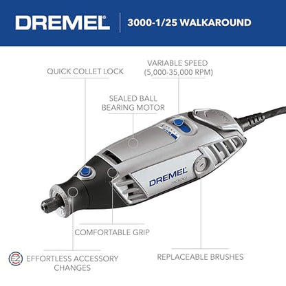 Dremel 3000-1/25 Variable Speed Rotary Tool Kit- 1 Attachment and 25 Accessories- Grinder, Mini Sander, Polisher, Router, Engraver- Perfect for