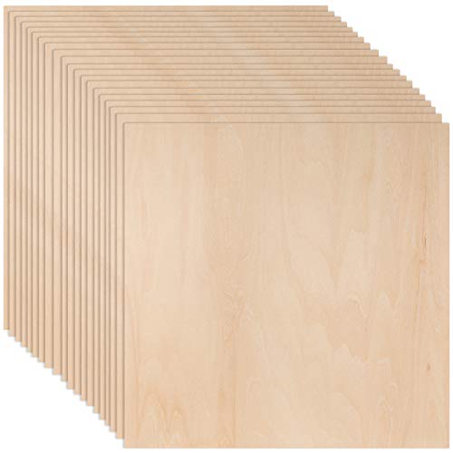 ZEONHAK 20 Pack 10 x 10 x 0.12 Inches Square Unfinished Wood Pieces, Thin Plywood Wood Sheets with Sharp Corners, Unfinished Blank Wood Slices for ZEONHAK