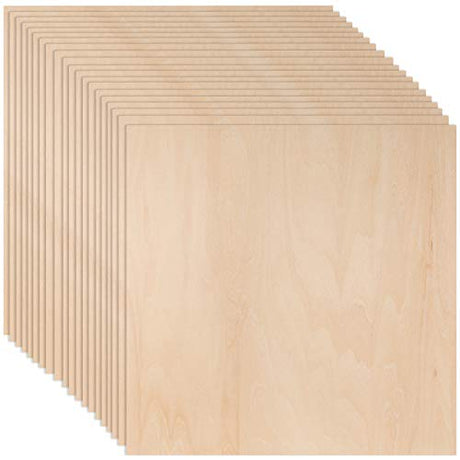 ZEONHAK 20 Pack 10 x 10 x 0.12 Inches Square Unfinished Wood Pieces, Thin Plywood Wood Sheets with Sharp Corners, Unfinished Blank Wood Slices for ZEONHAK