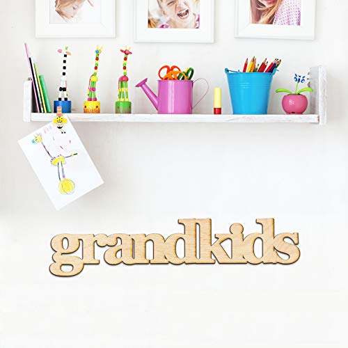 Grandkids Wood Sign Home Decor Gallery Wall Art Unfinished GIA 24" x 5" Woodums