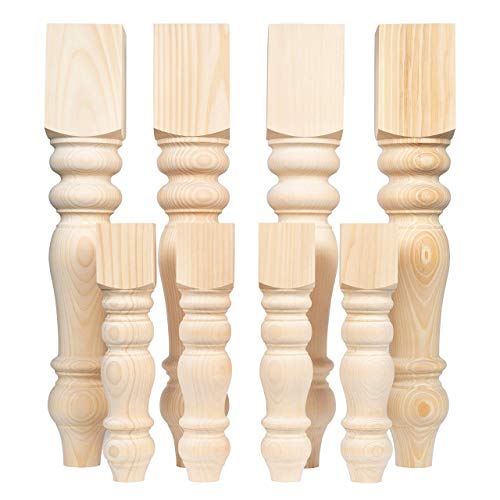 CAROLINA LEG CO. Chunky Pine Dining and Bench Combo - Farmhouse Legs - Set of 4 Dining and Bench Legs - Unfinished - Made in NC CAROLINA LEG CO.