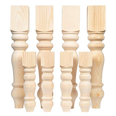 CAROLINA LEG CO. Chunky Pine Dining and Bench Combo - Farmhouse Legs - Set of 4 Dining and Bench Legs - Unfinished - Made in NC CAROLINA LEG CO.