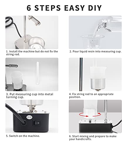 QXCSF Epoxy Resin Mixer, 200ml Large Capacity Electric Tumble Mixer Stainless Steel Stirrer Tumbling Machine with Mixing Stick and 2 Silicone Cups, - WoodArtSupply