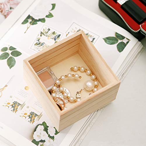 CALPALMY (8-Pack Unfinished Wooden Box, 4" x 4" x 2.3" Small Wooden Boxs for Crafts, Rustic Home Decor, and Wooden Centerpieces for Tables - WoodArtSupply