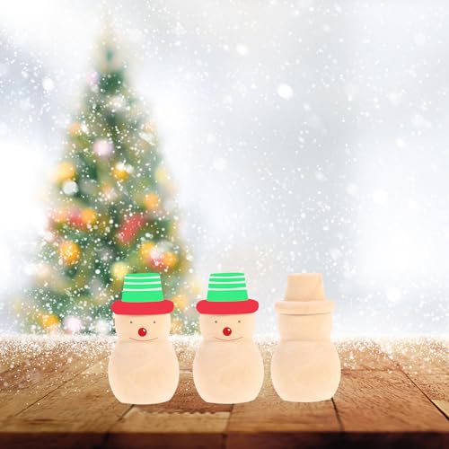 Amosfun 20 Pcs Snowman Wooden Unfinished Doll DIY Crafts Wooden Peg Doll Home Decoration Ornament Amosfun