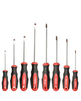 ROTATION 8-Piece Magnetic Screwdrivers Set with red tip, 4 Phillips and 4 Slotted Tips, Professional Cushion Grip Screwdriver Set with High Torque ROTATION