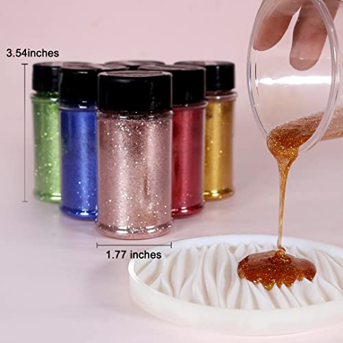 Renfio Ultra Fine Glitter Powder Metallic Resin Glitter 1.75 Oz (50g) PET Flakes Crafts Sequins 1/128" 0.008" 0.2mm Epoxy Chips Flakes for Tumblers Renfio