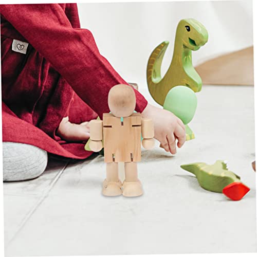 20 Pcs Wooden Robot Wood Educational Desktop Unpainted Peg People Unfinished Wooden Peg Doll Adjustable Wooden Figure Wood Human Figure Model DIY VILLCASE