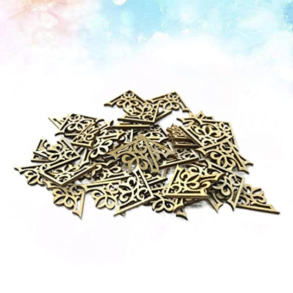 Amosfun 50pcs Solid Wood Carved Corner Onlay Furniture Home Decorations Unpainted Applique Gifts DIY
