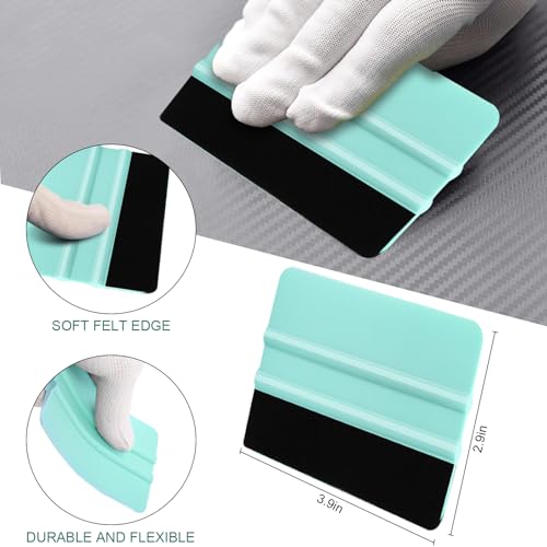 WRAPXPERT Squeegee for Vinyl- Felt Vinyl Squeegee 2 Pcs,Purple and Teal Squeegee Scraper Tool Kit for Crafts Car Wrap Window Tint Wallpaper Glass WRAPXPERT