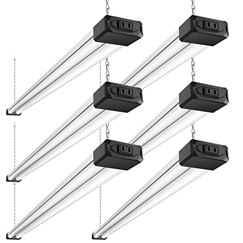 BBOUNDER 6 Pack Linkable LED Shop Light with Reflector, Super Bright 6500K Cool Daylight, 4400 LM, 4 FT, 48 Inch Integrated Fixture for Garage, 40W - WoodArtSupply