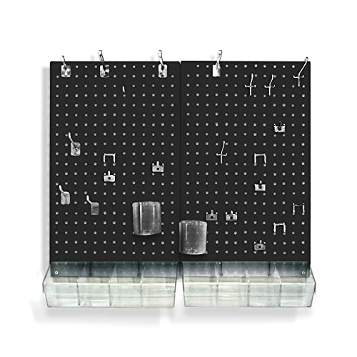 Azar Displays 900945-BLK The DIY Multi-purpose 70-piece Pegboard Wall Organizer Kit with Two Panels and Accessory Assortment, Panel Sizes: 13.5” W x - WoodArtSupply